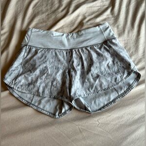 Light gray patterned Lululemon Speed Up shorts